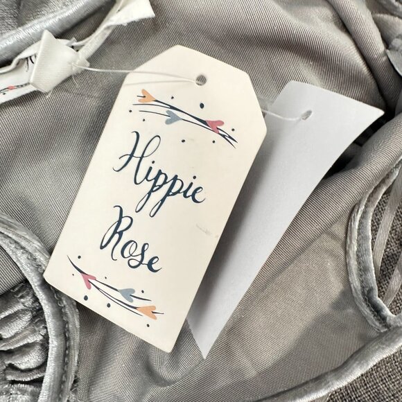 NEW! Hippie Rose Satin Ruched Top Silver Shiny Adjustable Straps XS Stretch Poly - Picture 14 of 15